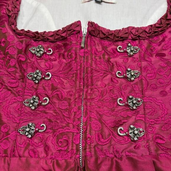 Original Steindl Dress Size M German 100% Silk Dirndl Oktoberfest Milk Maid Pink - Picture 2 of 16